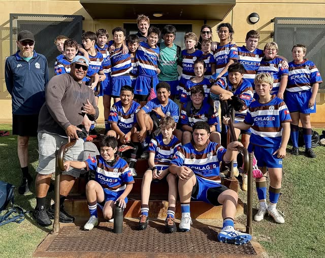 The 2026 Palmyra U13s Singapore Touring Squad — group photo at Tompkins Park clubrooms